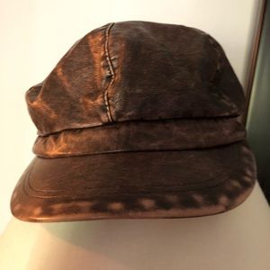 Leather brown hat